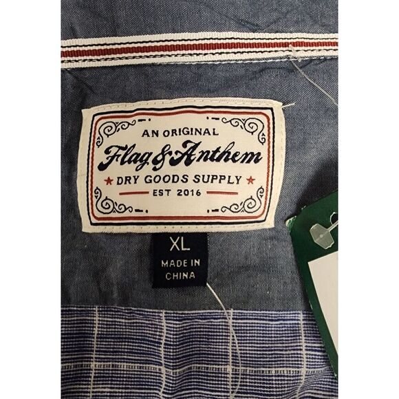 Stitch Fix Flag & Anthem Men's Chambray Blue Striped Pocket Button-Up Shirt XL - Picture 6 of 7